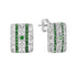 Green Emerald & Diamond Art Deco Style Square 14K White Gold Stud Earrings