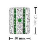 Green Emerald & Diamond Art Deco Style Square 14K White Gold Stud Earrings