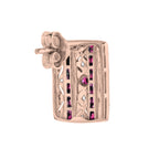 Ruby & Diamond Art Deco Style Square 14K Rose Gold Stud Earrings