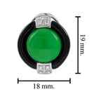 16.14 ctw Vintage Style Green Agate, Onyx & Diamond 18K White Gold Omega Earrings