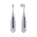 2.08 ctw Art Deco Blue Sapphire & Diamond 14K White Gold Earrings