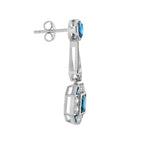 London Blue Topaz & Diamond Art Deco Style Drop 14K White Gold Earrings