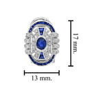 Blue Sapphire & Diamond Art Deco Style Omega 14K White Gold Earrings