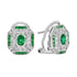 Green Emerald & Diamond Edwardian Style Omega 14K White Gold Earrings