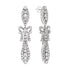 Round Diamond Art Deco Style Ribbon Bow Drop 18K White Gold Dangle Earrings