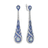 Blue Aquamarine Sapphire Diamond Swirl Art Deco Style Dangle White Gold Earrings