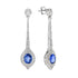 Cushion Shaped Ceylon Sapphire & Diamond Art Deco Style Drop White Gold Earrings