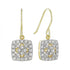 Diamond Vintage Style Floral Cluster Square Drop Two Tone 14K Gold Earrings