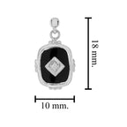 Diamond & Onyx Art Deco Style Cushion Shape Drop Earrings