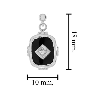 Diamond &amp; Onyx Art Deco Style Cushion Shape Drop Earrings