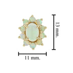 1.80 Ctw Vintage Style Opal Cluster Stud 14K Yellow Gold Earrings