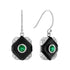 Green Emerald Black Onyx Diamond Art Deco Style Dangle 14K White Gold Earrings