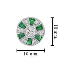 Ferris Wheel Diamond French Cut Emerald Art Deco Style Stud White Gold Earrings