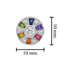Ferris Wheel Diamond Rainbow Sapphire Stud 14K White Gold Earrings