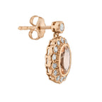 Peach Orange Morganite & Diamond Vintage Style Drop 14K Rose Gold Earrings