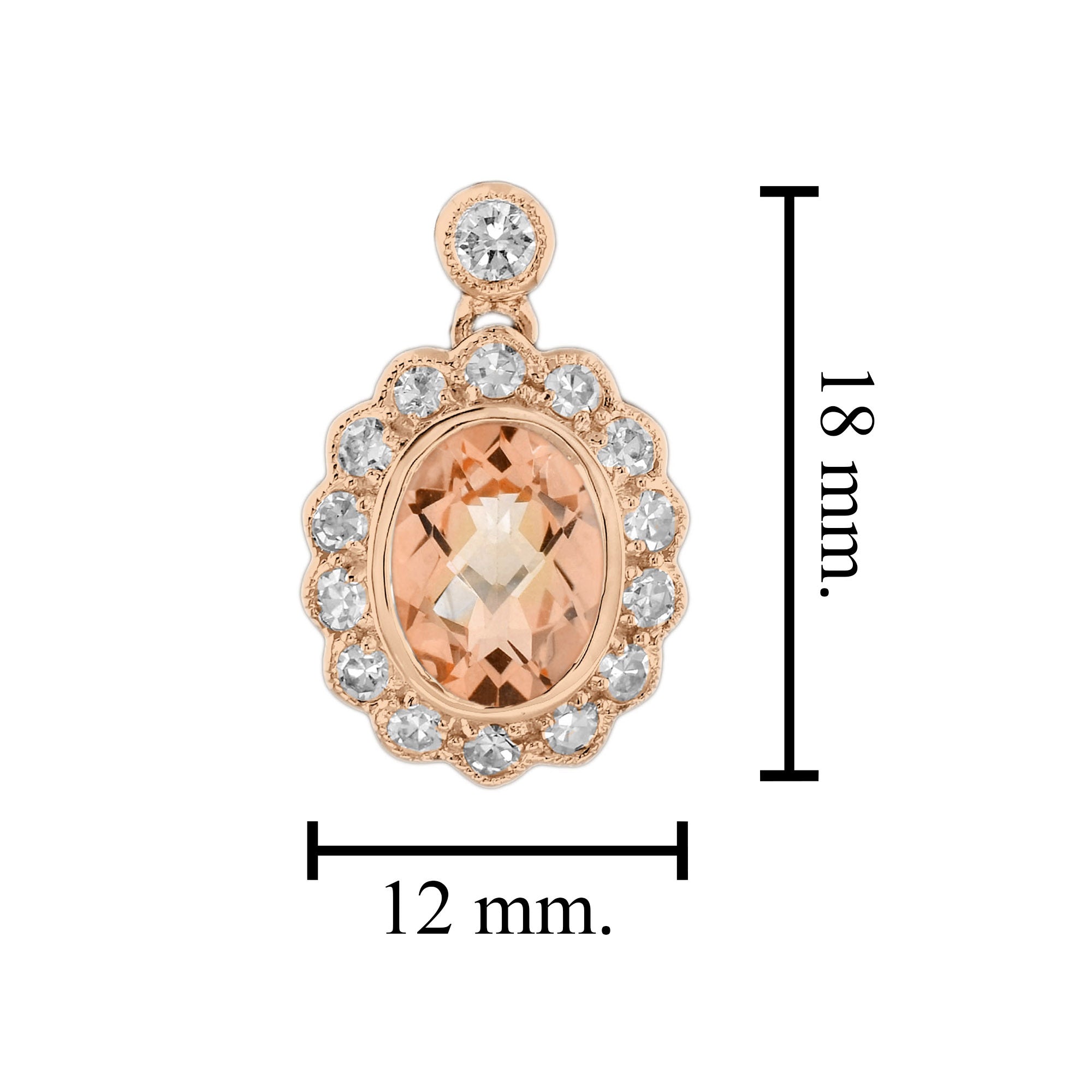 Peach Orange Morganite &amp; Diamond Vintage Style Drop 14K Rose Gold Earrings