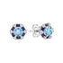 Round Blue Topaz & Blue Sapphire and Diamond Target 14K White Gold Stud Earrings