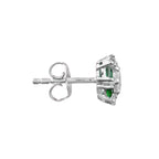 Round Cut Diamond & Green Emerald Halo Stud 14K White Gold Earrings