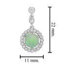 Opal & Diamond Vintage Style Halo Drop White Gold Earrings