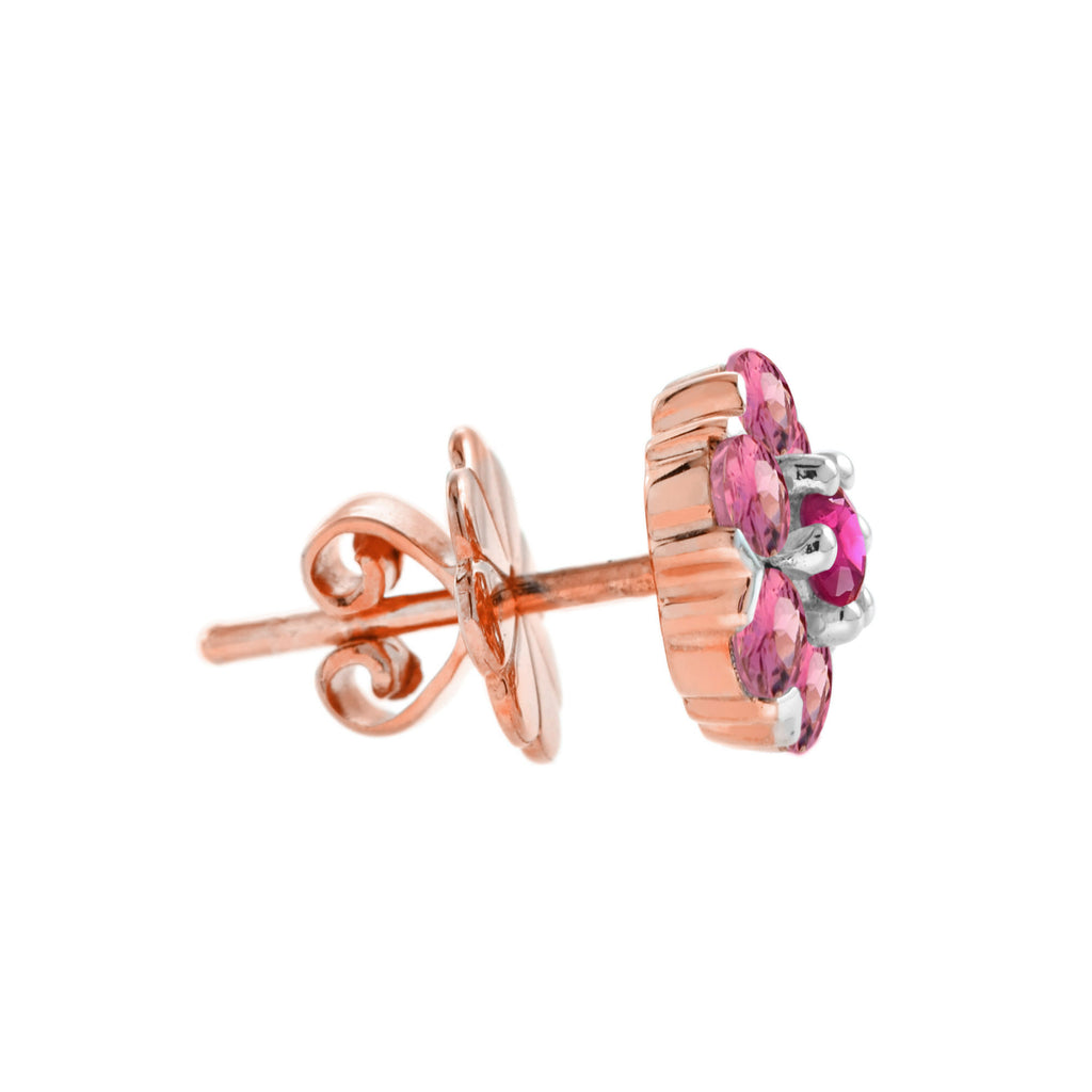 Red Ruby & Pink Tourmaline Floral Vintage Inspired Jewelry 14K Rose Gold Set