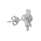0.40 Ctw Vintage Style Diamond Bow 14K White Gold Stud Earrings