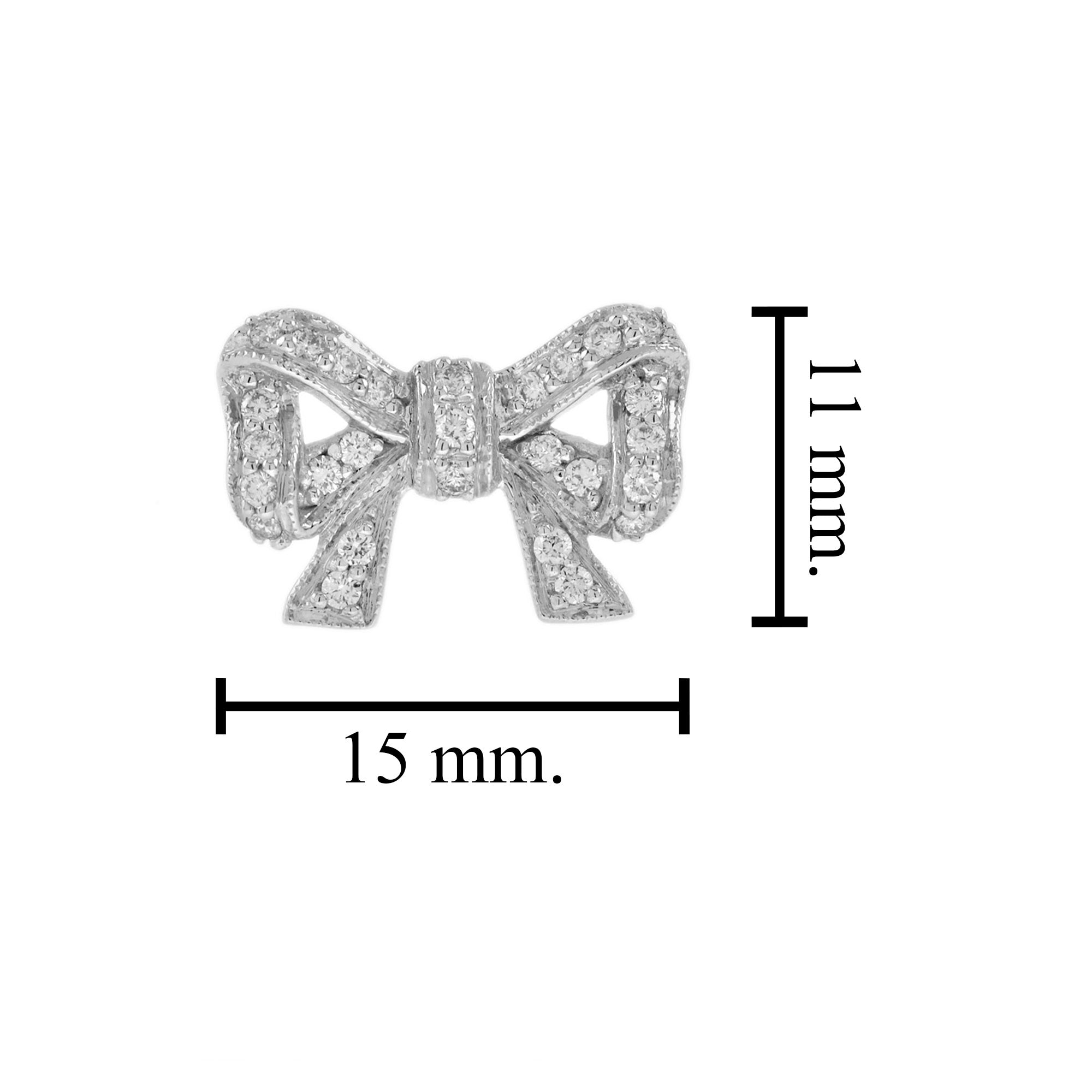 Diamond Vintage Style Bow 14K White Gold Stud Earrings
