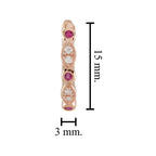 Red Pink Ruby & Diamond Vintage Style 18K Rose Gold Huggie Earrings