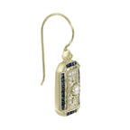 Old Cut Diamond & Blue Sapphire Antique Style Filigree Yellow Gold Earrings