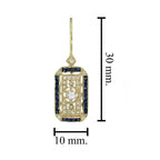 Old Cut Diamond & Blue Sapphire Antique Style Filigree Yellow Gold Earrings