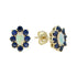 Opal Blue Sapphire Vintage Style Floral Stud 14K Yellow Gold Earrings