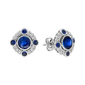 2.60 ctw Art Deco Style Blue Sapphire & Diamond 14K White Gold Target Stud Earrings