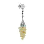 White Yellow Opal Grape & Diamond Green Emerald Vintage Style Drop Gold Earrings