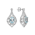 4.92 ctw Art Deco Style Blue Topaz & Diamond Open Work Drop Earrings White Gold