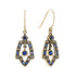 Vintage Style Blue Sapphire & Diamond Dangle 9K Gold Dangle Drop Earrings