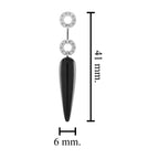 Chili Black Onyx & Diamond Art Deco Style Drop 14K White Gold Earrings