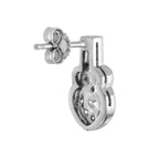 Round Diamond Pave Set Heart Shape Stud 14K White Gold Art Deco Style Earrings
