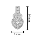 Round Diamond Pave Set Heart Shape Stud 14K White Gold Art Deco Style Earrings