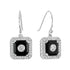 Art Deco Style Diamond & Black Onyx Halo Set Drop 14K White Gold Earrings