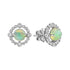 Opal & Diamond Art Deco Style Stud 14K White Gold Earrings