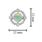 Opal & Diamond Art Deco Style Stud 14K White Gold Earrings