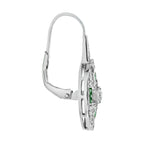 0.62 ctw Art Deco Style Green Emerald & Diamond Lever Back Earrings 14K White Gold