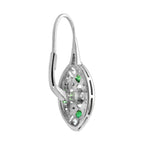 0.62 ctw Art Deco Style Green Emerald & Diamond Lever Back Earrings 14K White Gold