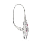 0.70 Ctw Art Deco Ruby & Diamond 14K White Gold Earrings