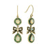 Opal & Emerald Accent Vintage Style Bow Drop 9K Yellow Gold Earrings