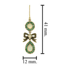 Opal & Emerald Accent Vintage Style Bow Drop 9K Yellow Gold Earrings