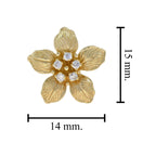 Diamond Vintage Style Floral Flower 14K Yellow Gold Stud Earrings
