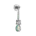 GIA Light Yellow Diamond & Green Emerald Art Deco Style 18K White Gold Earrings