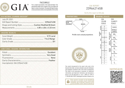 GIA Cushion Diamond &amp; Green Emerald Art Deco Style Stud 18K Yellow Gold Earrings
