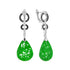 Carved Green Jade & Onyx Diamond Art Deco Style Dangle 14K White Gold Earrings