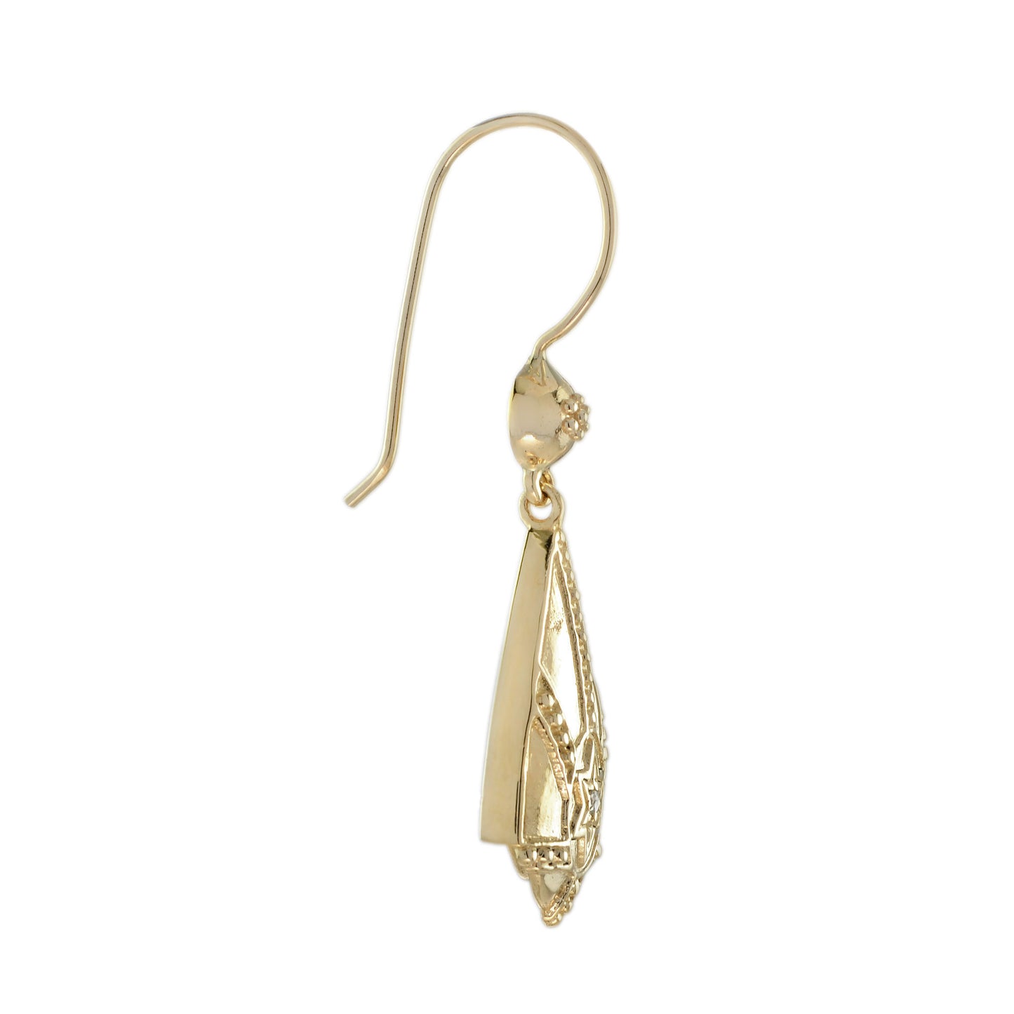 vintage style star motif diamond drop earrings in 9k yellow gold